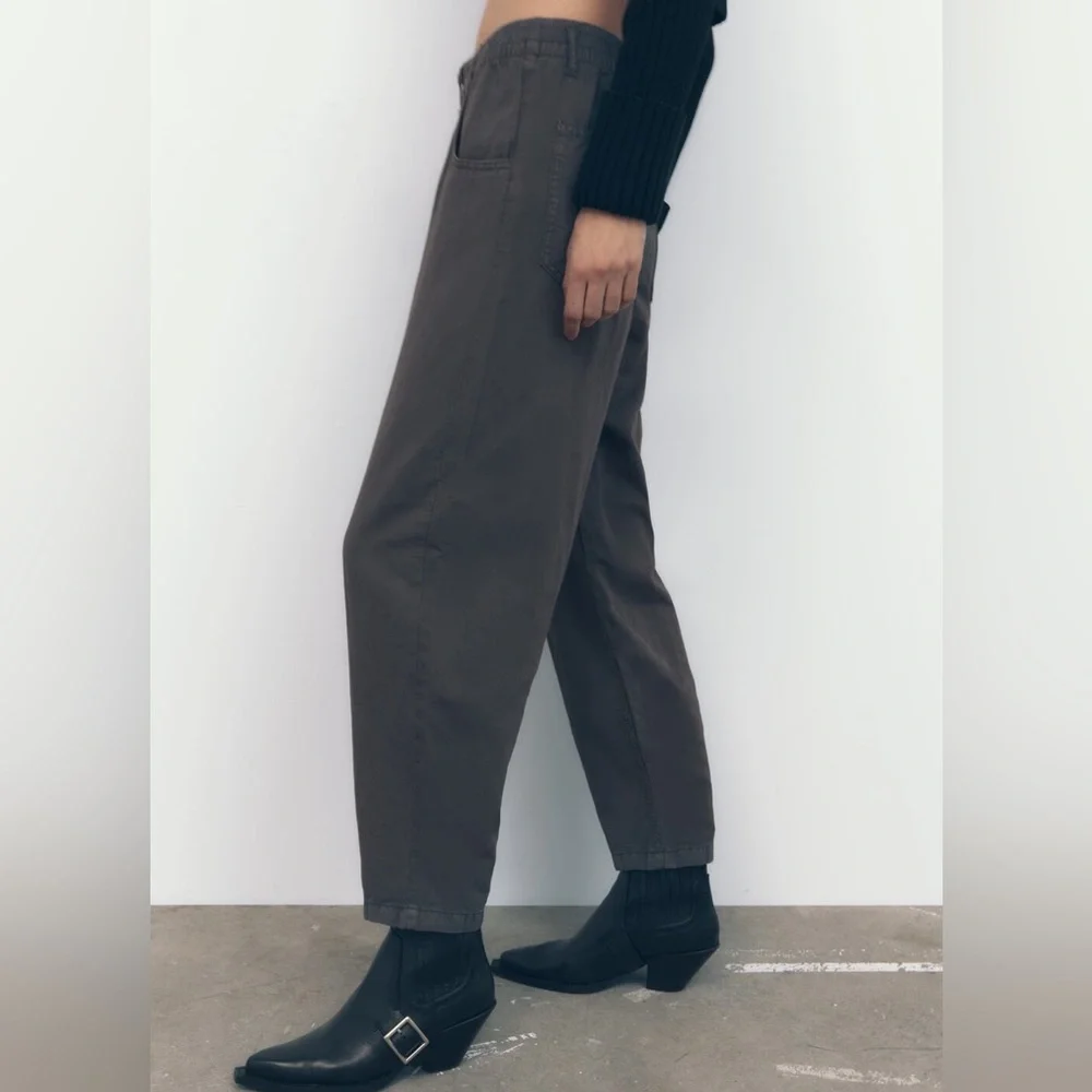 Zara Relaxed Fit Linen Blend Trousers